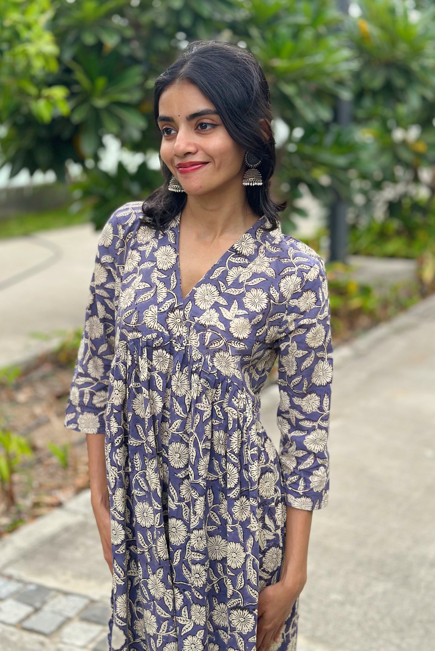 Lavender floral printed dress