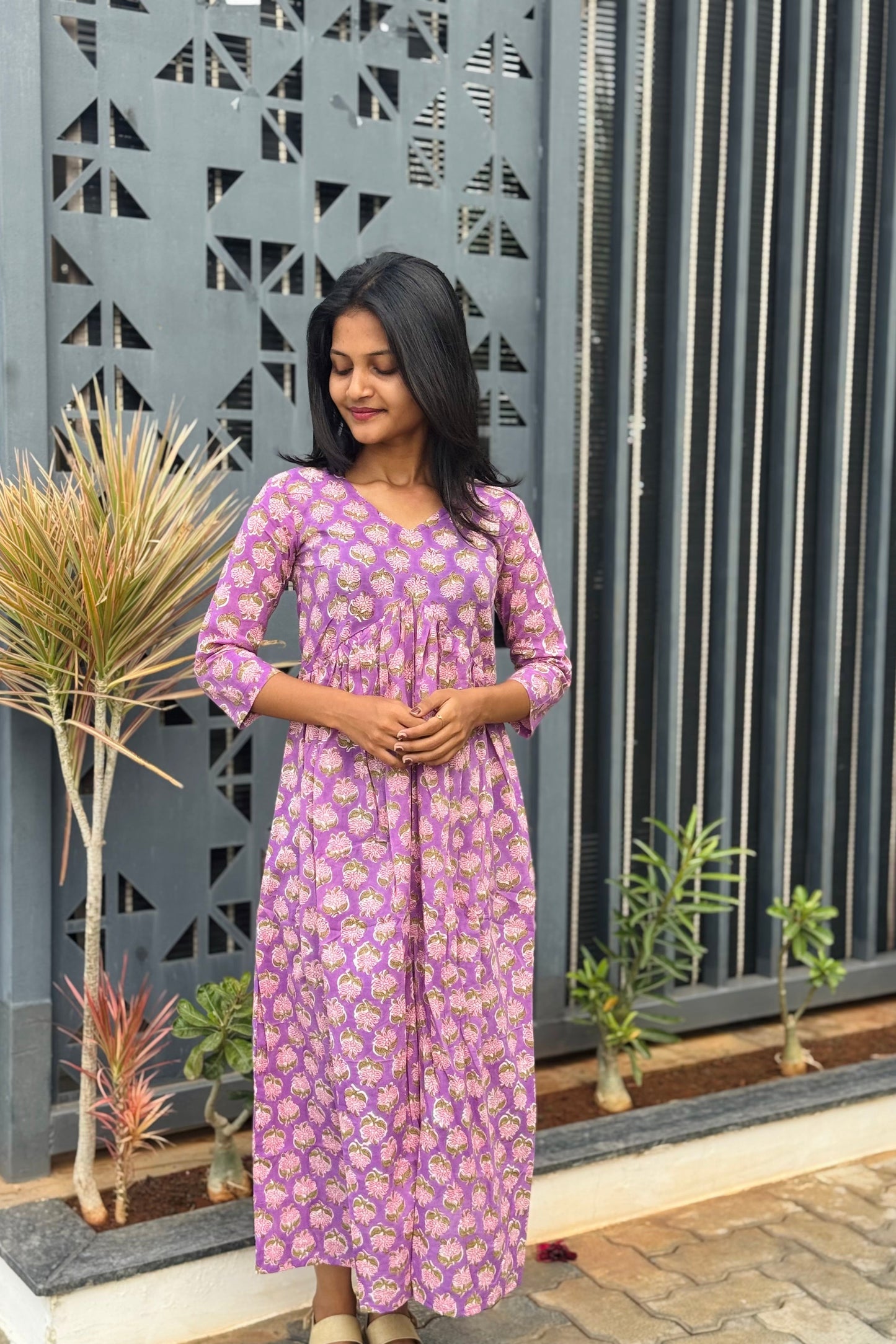 Purple alia cut kurta