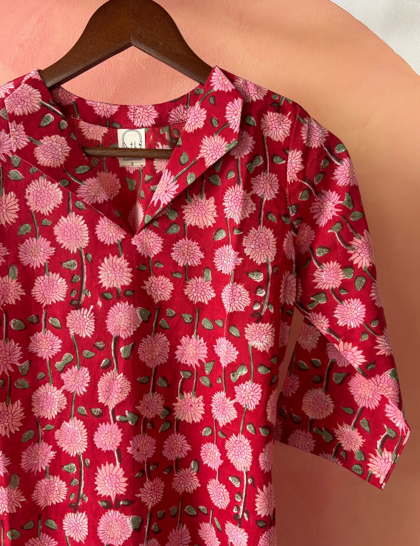 Red floral printed kurta
