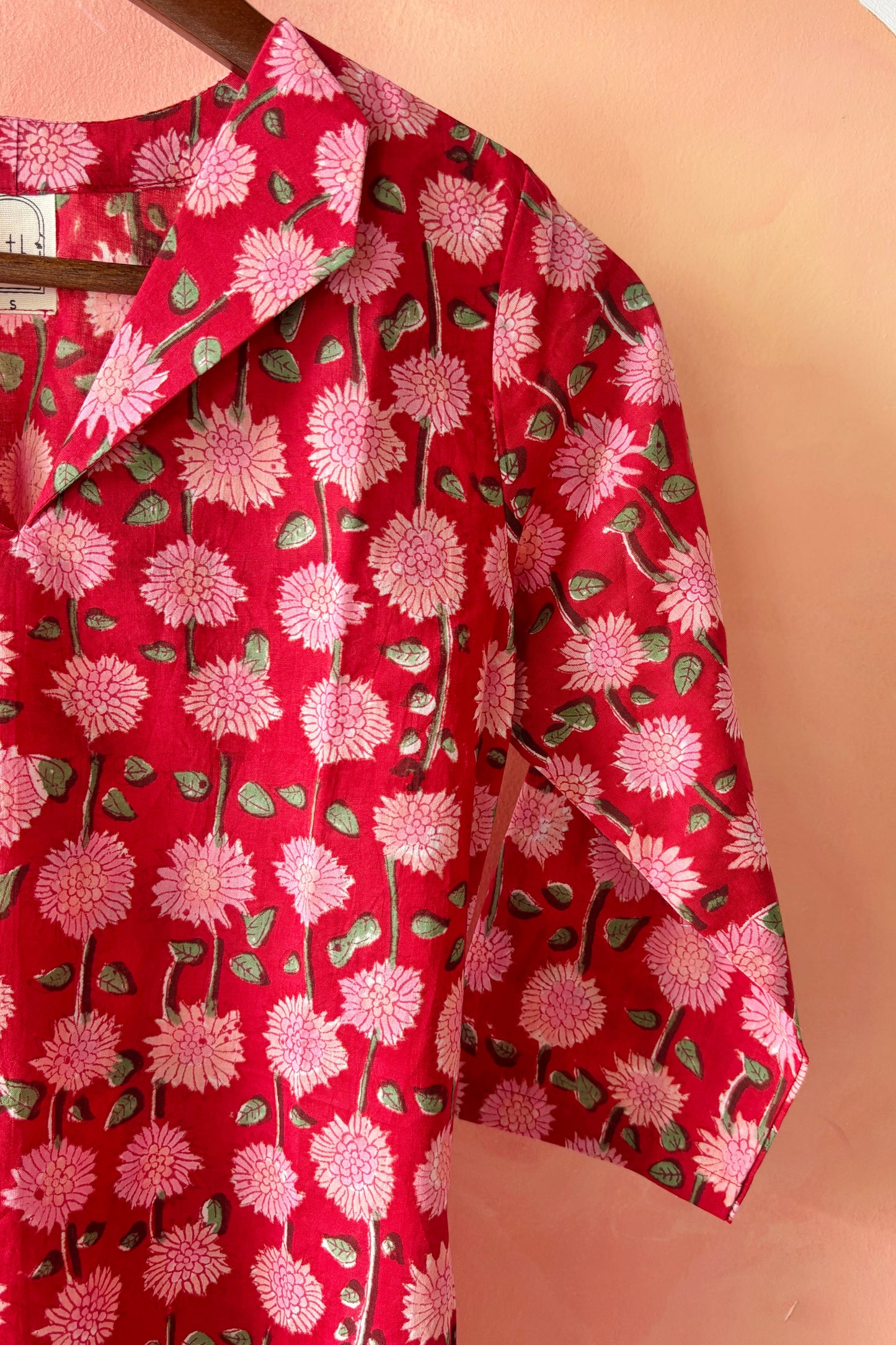 Red floral printed kurta
