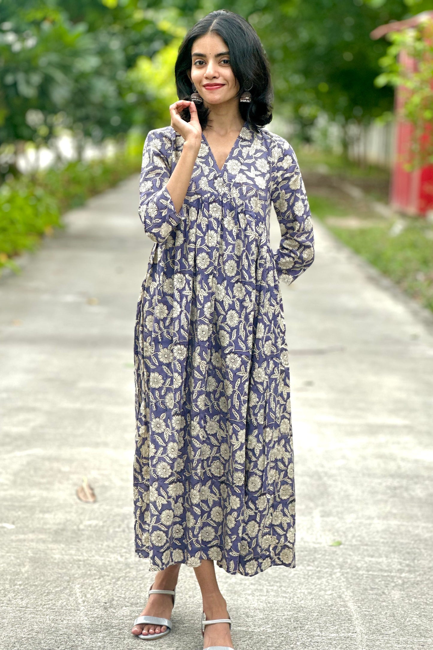 Lavender floral printed dress
