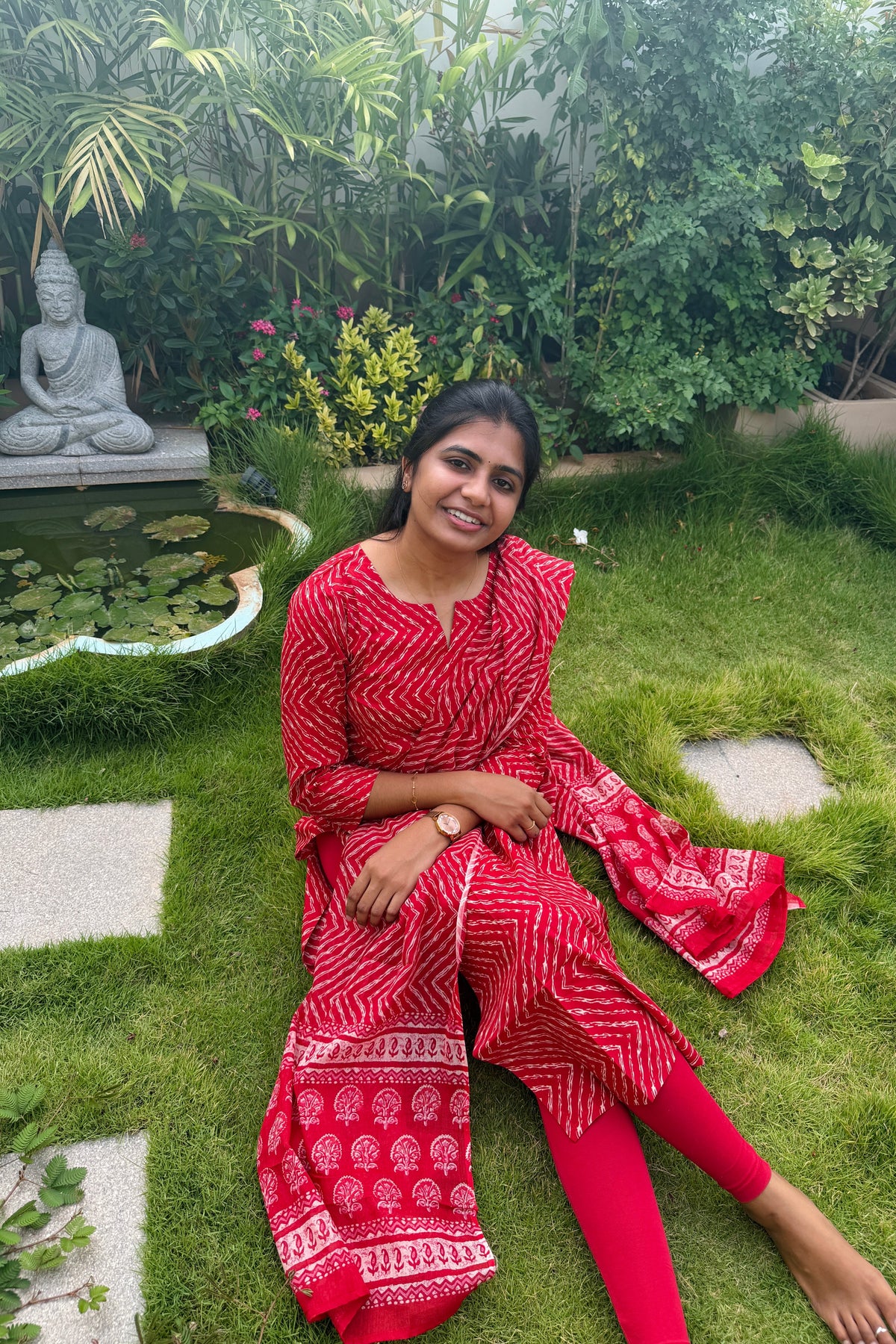 Red top and dupatta set