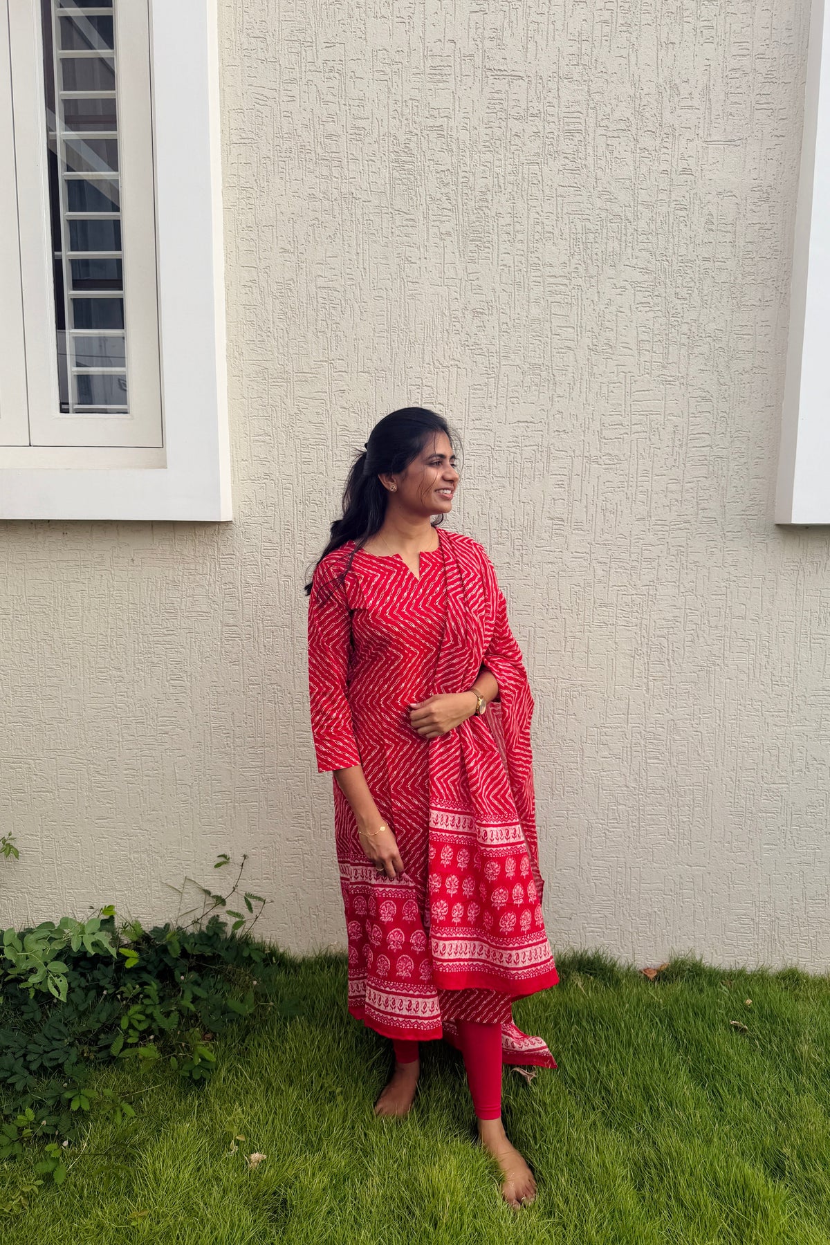 Red top and dupatta set