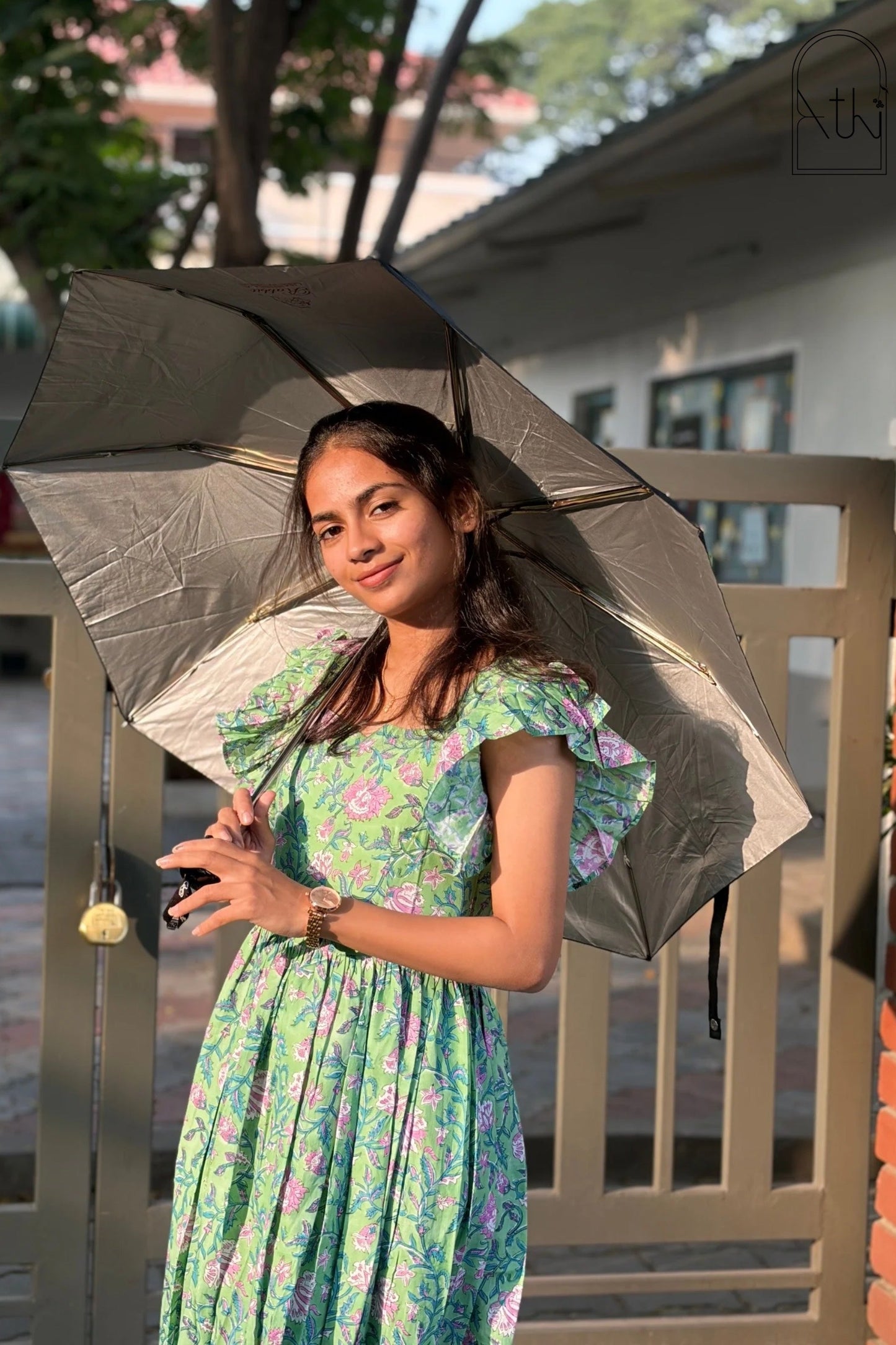 Floral green and lavendar dress