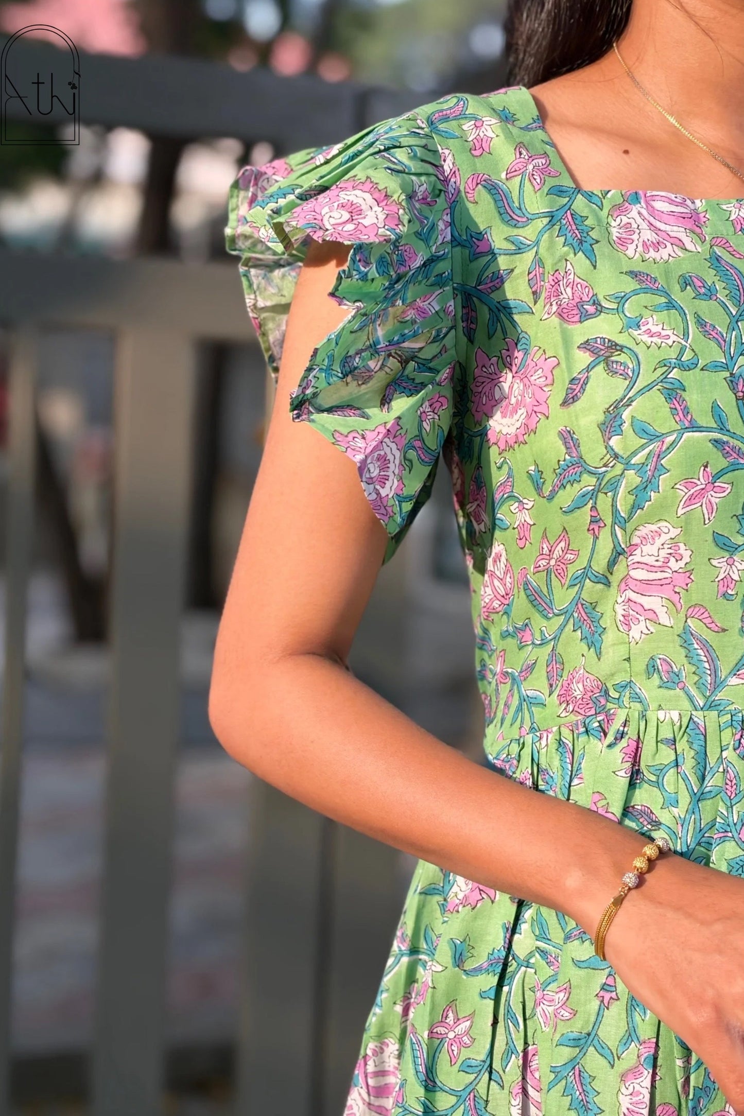 Floral green and lavendar dress
