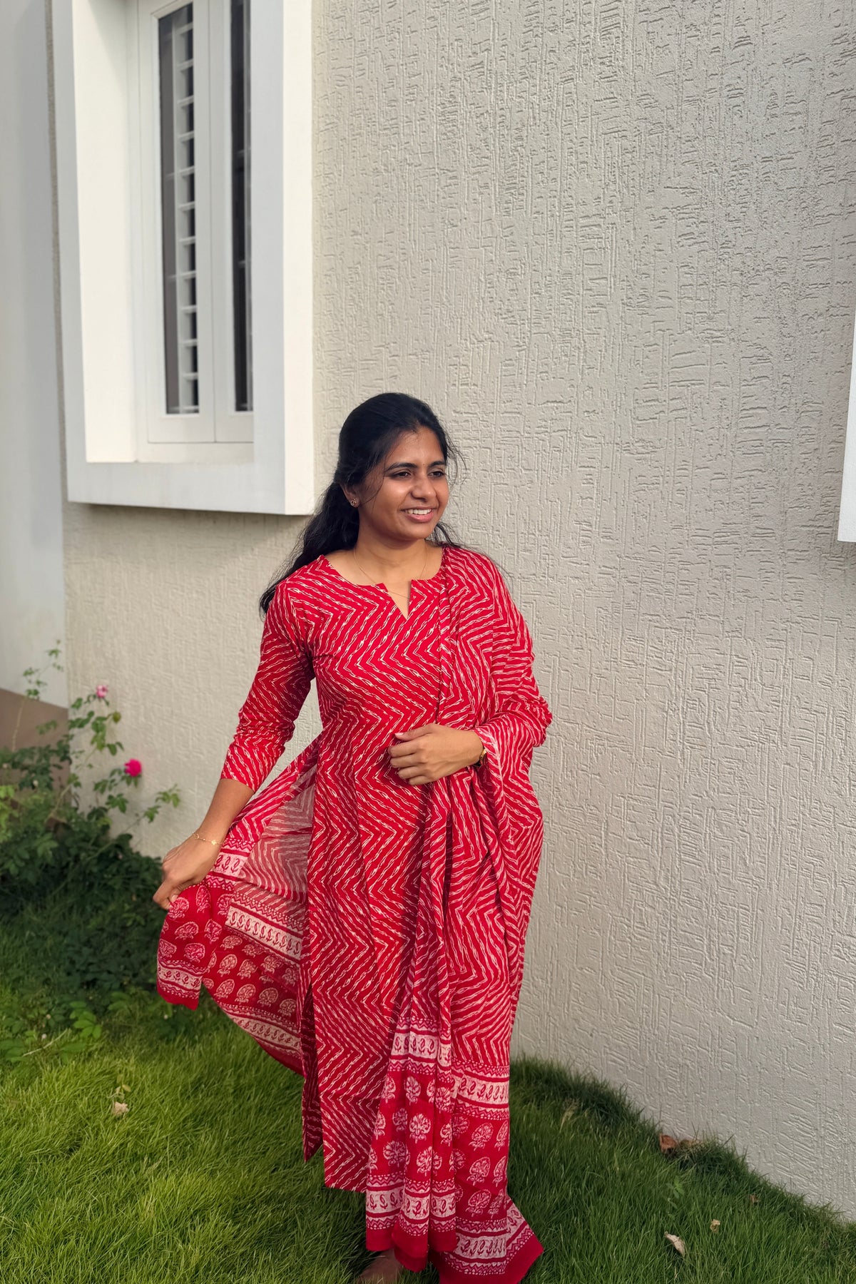 Red top and dupatta set