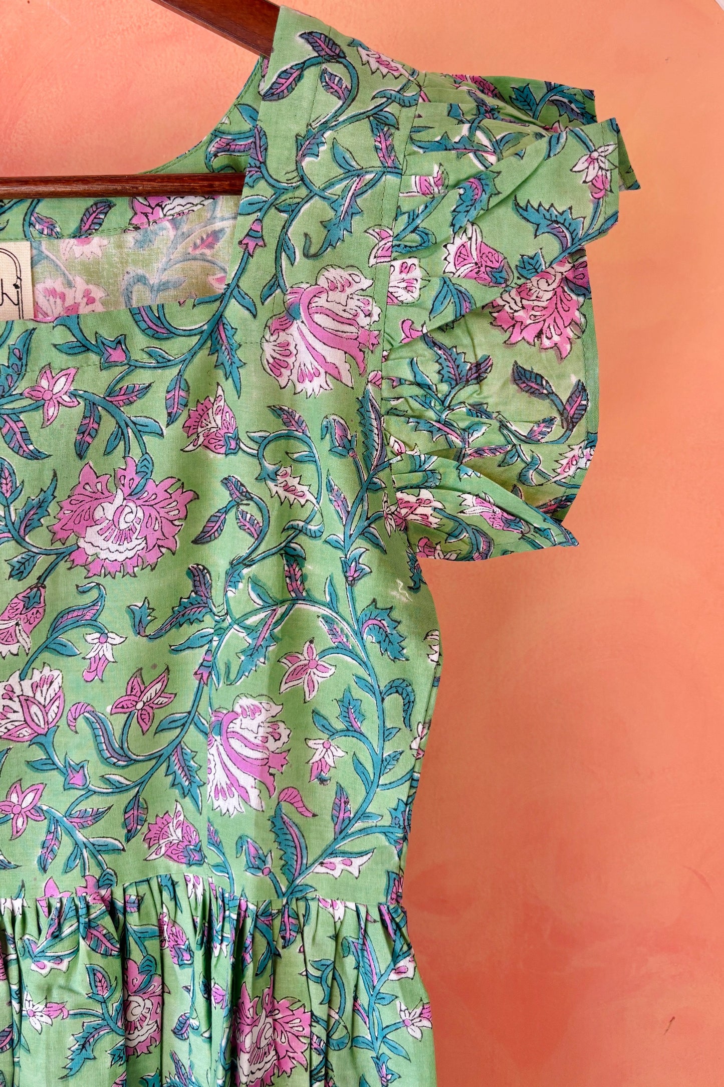 Floral green and lavendar dress