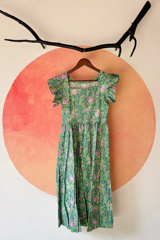 Floral green and lavendar dress