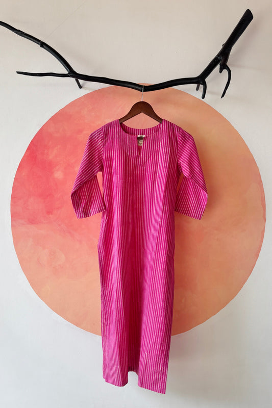 Pink striped kurta
