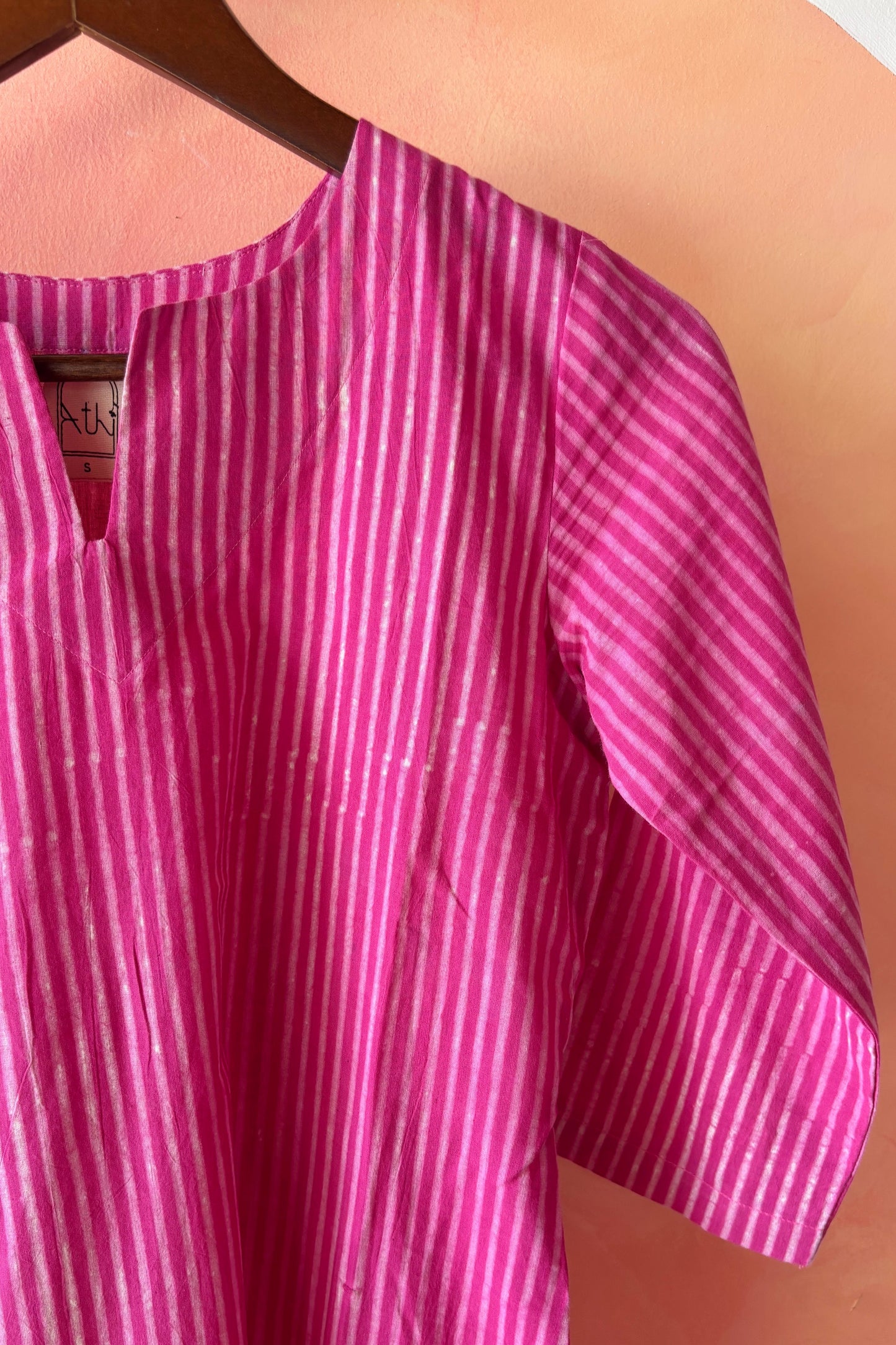 Pink striped kurta